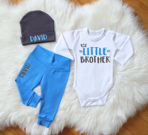 Personalized Little Brother 3-Piece Baby Outfit - 100% Cotton Gift Set