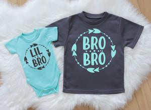 Shop the Big Bro & Lil Bro Dark Gray & Mint Matching Set on Shopify - Perfect for Siblings