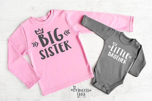 Big Sister Little Brother Shirts. Matching Outfits For Big Sister And Little Brother. - Princess Tara