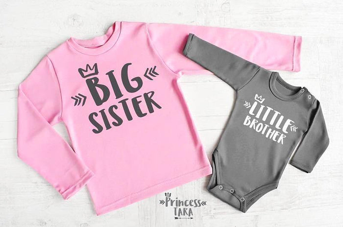 Big Sister Little Brother Shirts. Matching Outfits For Big Sister And Little Brother.
