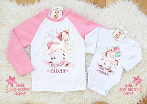Personalized Sister Shirts - Matching Unicorn Clothes in Pink - Shop Now!
