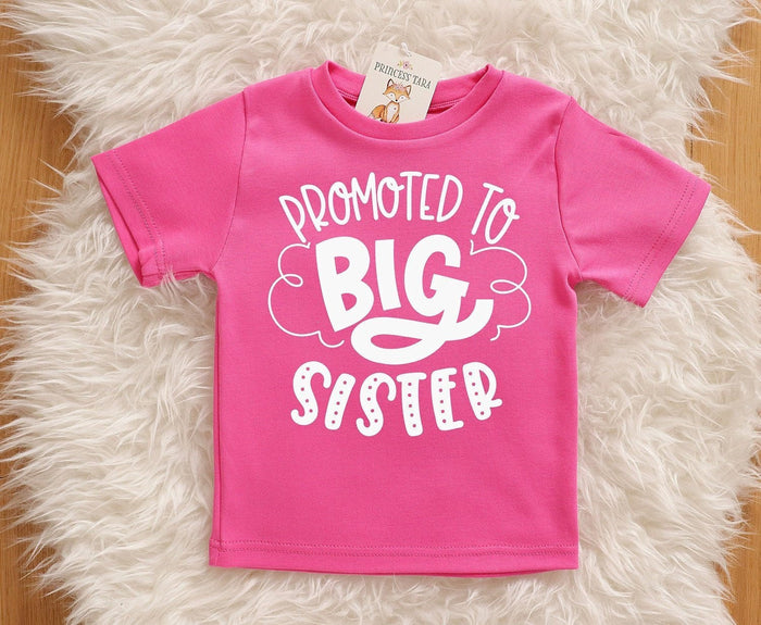 Promoted to Big Sister PINK Shirt for Baby Reveal and Announcement