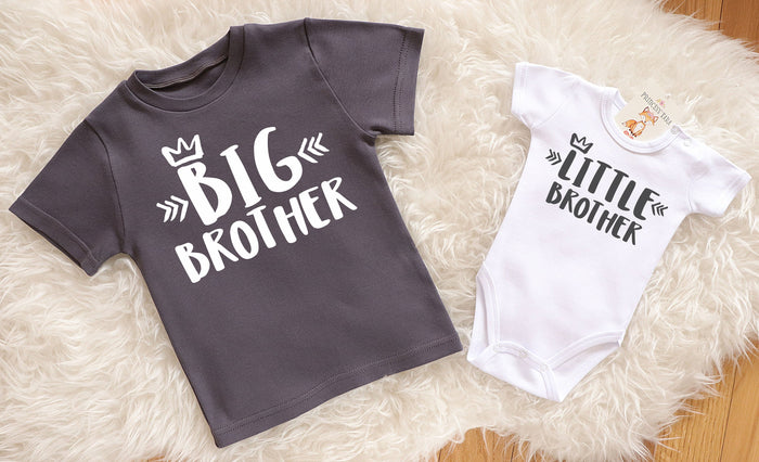 Elegant Big Brother Little Brother Matching Set | Cute Sibling Outfit | Big Bro Shirt & Lil Bro Bodysuits