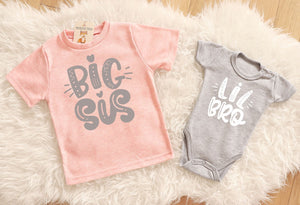Big Sis Lil Bro Matching Outfits | Big Sister Shirt & Little Brother Bodysuit Set