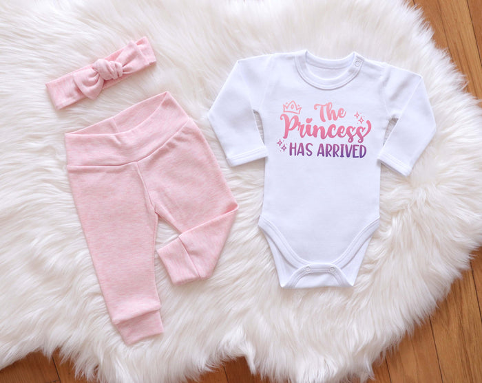 The Princess Has Arrived - 3-Piece Newborn Baby Girl Set, Perfect for Coming Home Gift